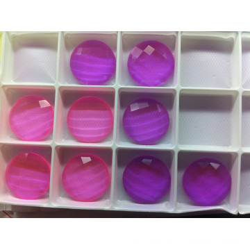 Transparent Pink and Purple Flat Back Unfoiled Back Stones Beads